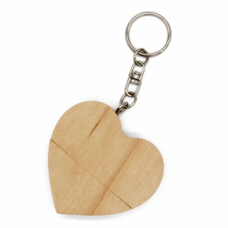 JASTER USB 2.0 Flash Drives Promotion Wooden 1 PCS Free Logo Heart Shape Real Capacity 4GB 8GB 16GB 32GB 64GB