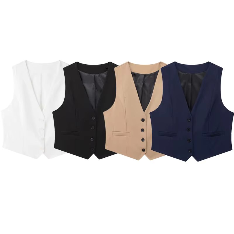 TRAF Top Women Summer 2024 Tank&Camis Vest Tops Ladies Fashion Casual Elegant Sleeveless White Black Blue Khaki Tank Tops