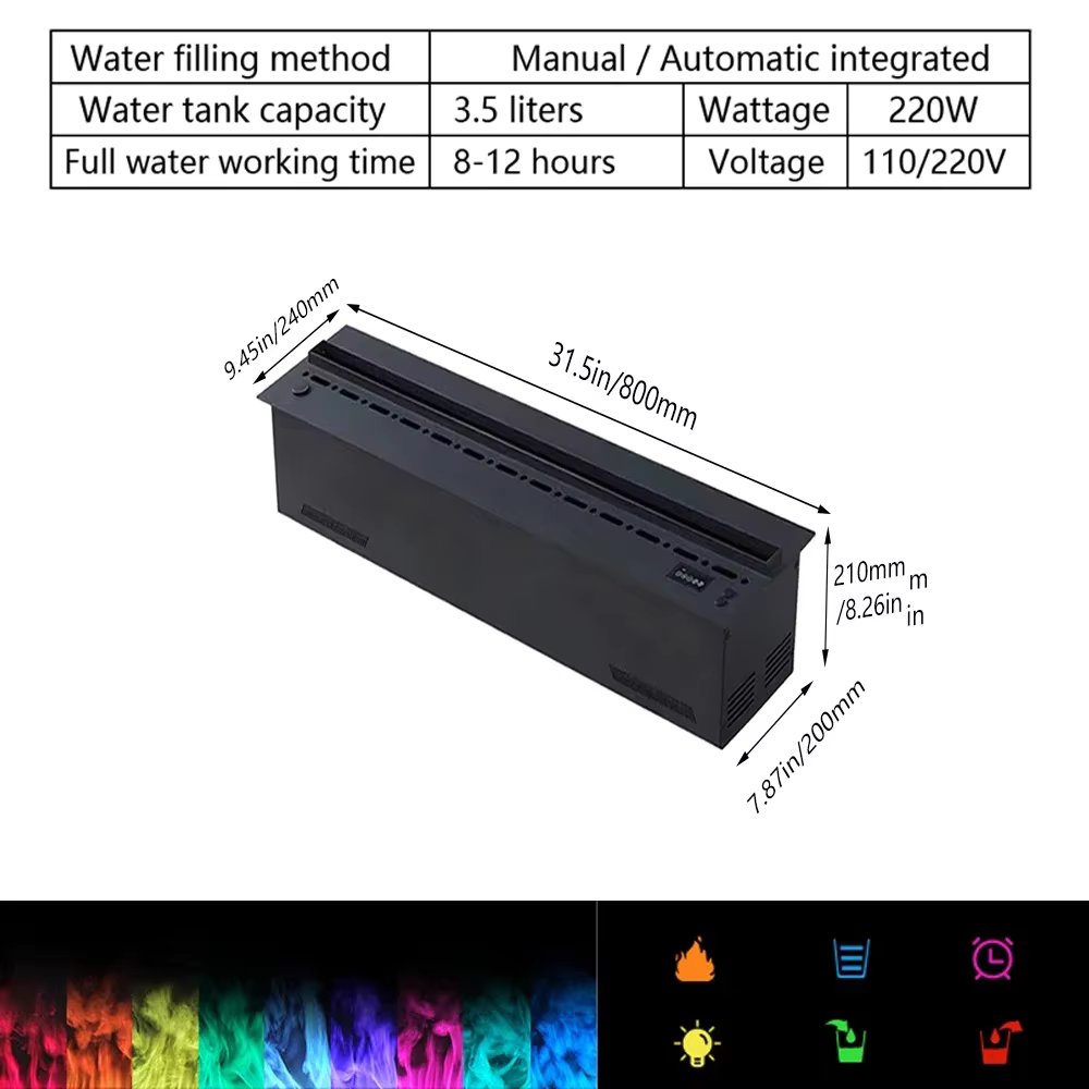 Simulated 3D Multi-color Flame Electric Fireplace Home Background TV Wall Embedded Humidification Decoration Atomized Fireplace