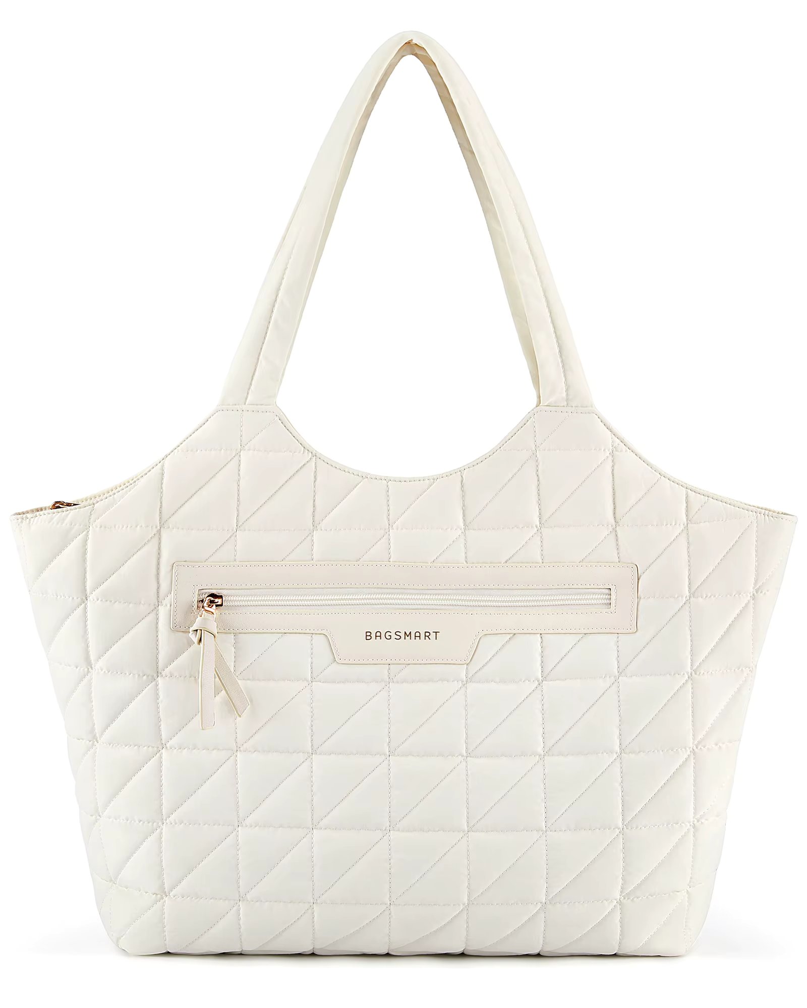 BAGSMART Tote Bag for Women 15.6in Laptop Briefcase Lightweight Travel Tote Bags with Zipper Quilted Puffer Shoulder Bag Handbag