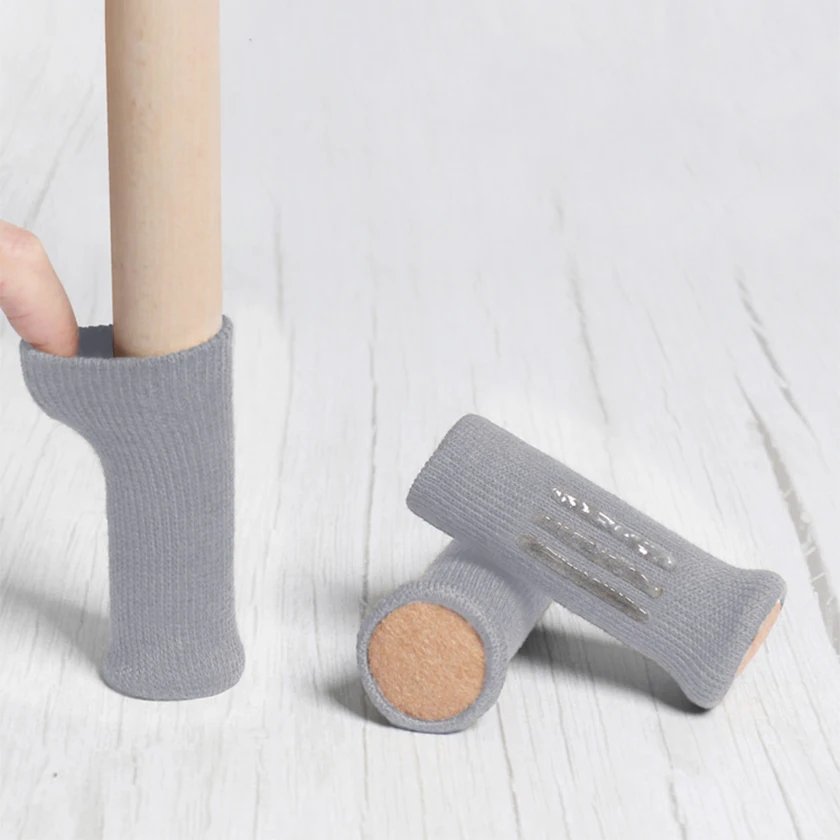 Knitted Chair Furniture Leg Covers Gray 20 Pcs