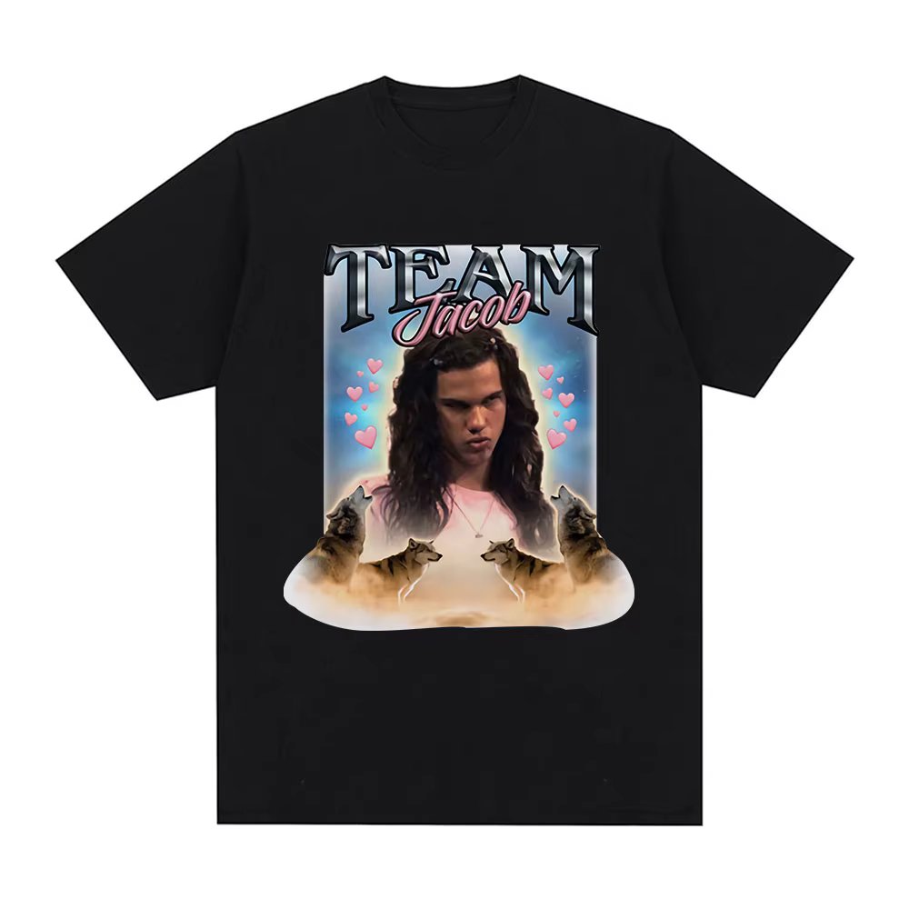 Team Jacob Team Edward Graphic T-shirt Funny Meme Short Sleeve T-shirts Men Women Fashion Cotton Oversized T Shirts Streetwear