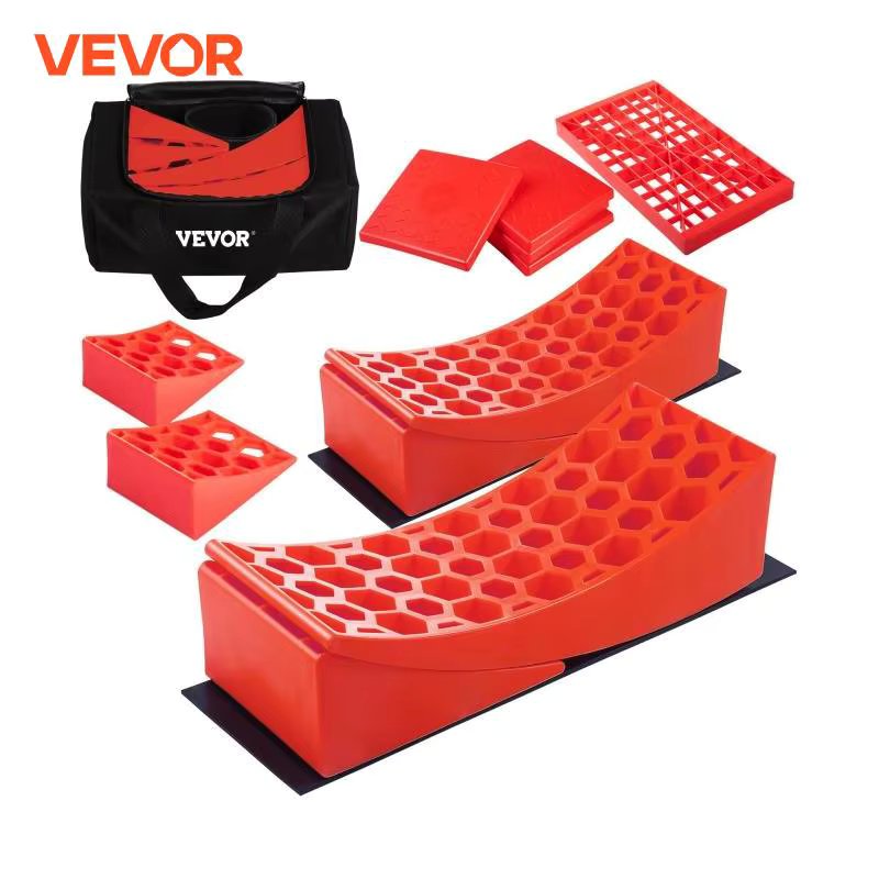 VEVOR 2 Pack Camper Leveler HDPE RV Leveling Blocks Includes Four Chocks Four Pads Precise Heavy Duty for Up to 35,000 Lbs
