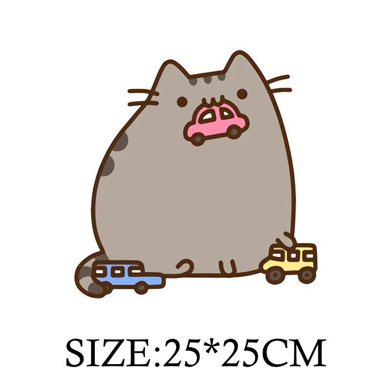 Kawaii Fat Cat Cute Patches for Clothes Heat Transfer Thermal Stickers DIY Women T shirt Iron on for Jackets Tote Bag Appliqued