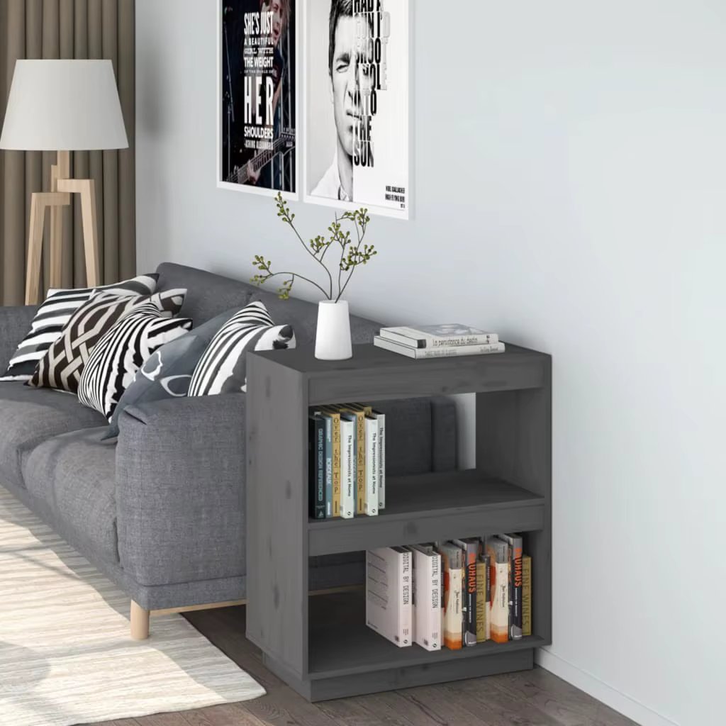 Bücherregal Grau 60x35x71 cm Massivholz Kiefer,Organizer-Würfel regale,für das Wohnzimmer im Büro