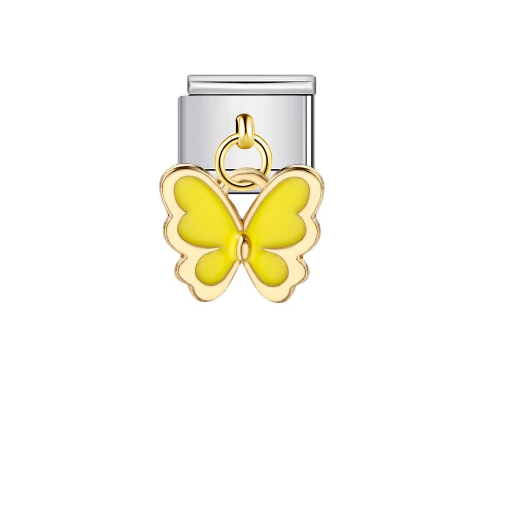 New Glaze Colorful Butterfly lip Italian Pendant Charm Fit 9mm Stainless Steel Bracelet DIY Making Fashion Jewelry For Gift