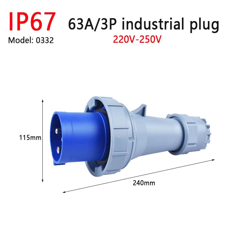 IP67 New Industrial Plug and Socket 63A 125A 3P/4P/5P PA66 Wall Mounted Socket Panel Mounted Coupler 220V 250V 380V 415V
