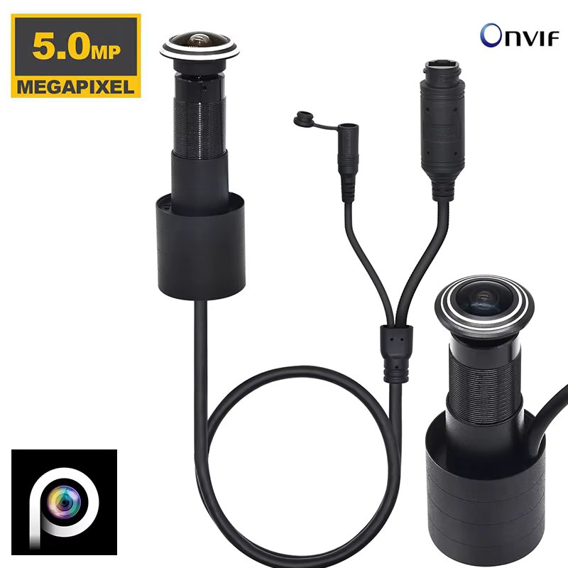 Home Security 5MP Super HD H.265 H.264 P2P 1.66mm Lens 1.78mm FishEye CCTV Peephole Door Eye Hole Camera With POE Audio Optional