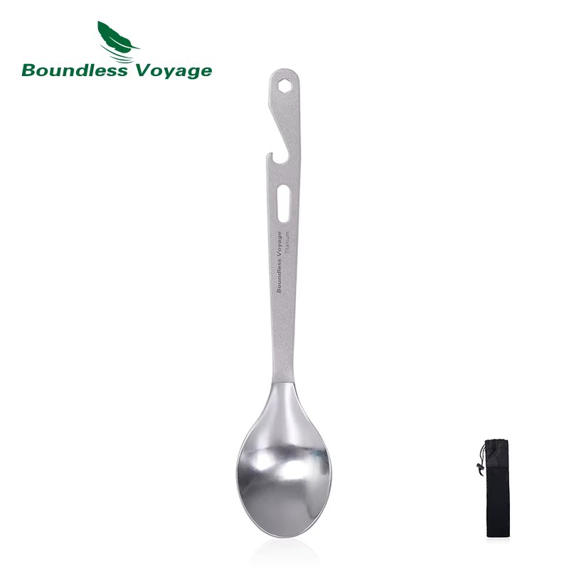 Boundless Voyage Titanium Spoon with Opener Outdoor Camping Ultralight Cutlery Portable Tableware Ti1065T