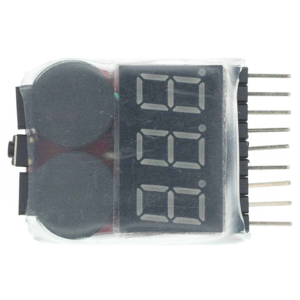 1-8S BBX1-8S 2IN1 Lipo Battery Voltage Tester/Low Voltage Buzzer Alarm/Battery Voltage Checker Dual Speakers for Lipo/Li-ion