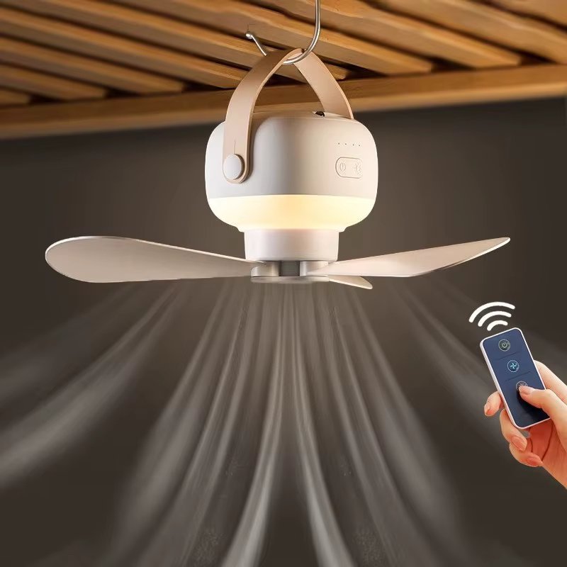 Electric fan ceiling fan, dormitory small fan, mosquito net ceiling, desktop triangular frame, adjustable night light
