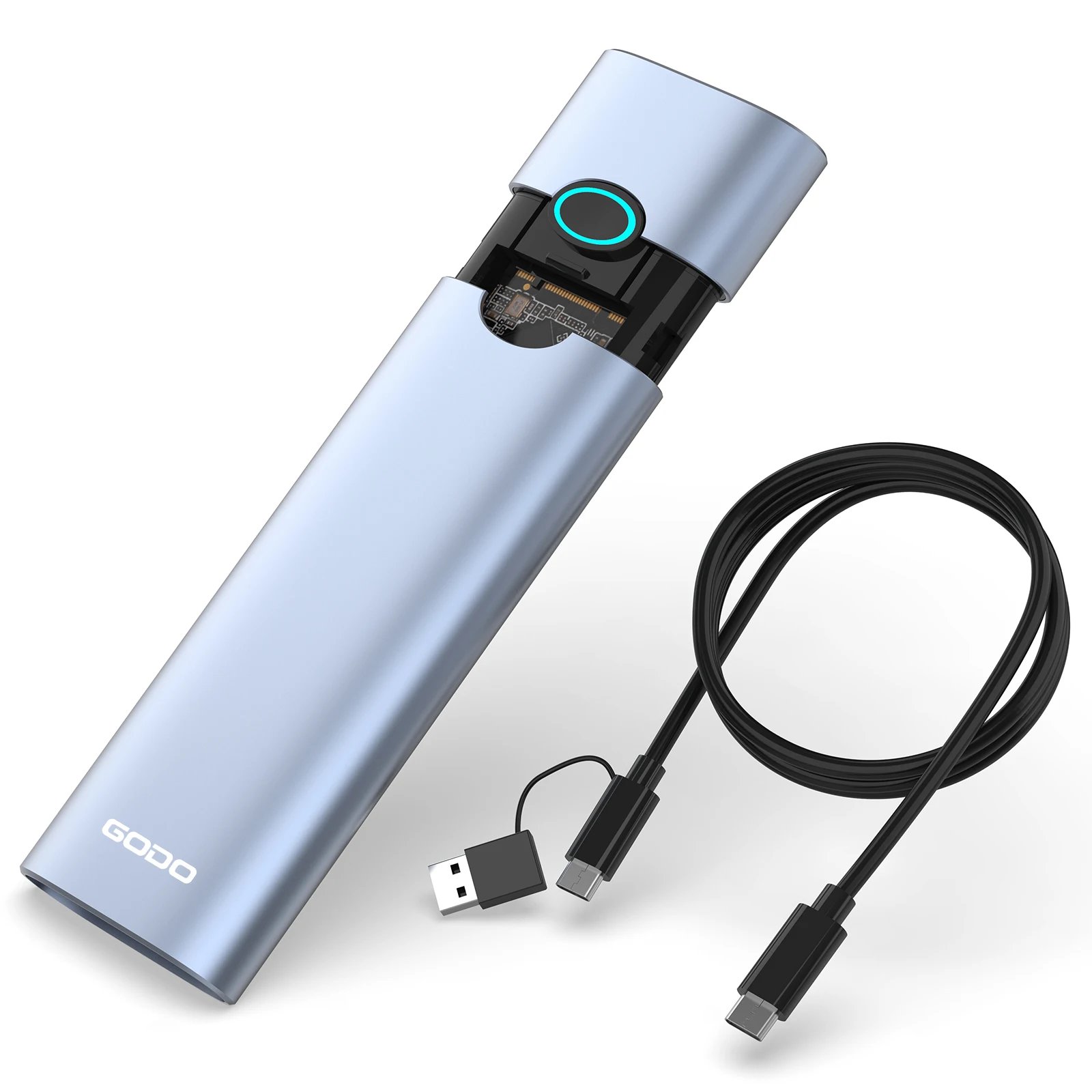 GODO M.2 NVMe Hard Drive Enclosure Adapter TYPE C USB 3.2 Gen 2(10 Gbps)to NVME PCI-E M-Key/(B+M) Key Support UASP Trim for SSDS