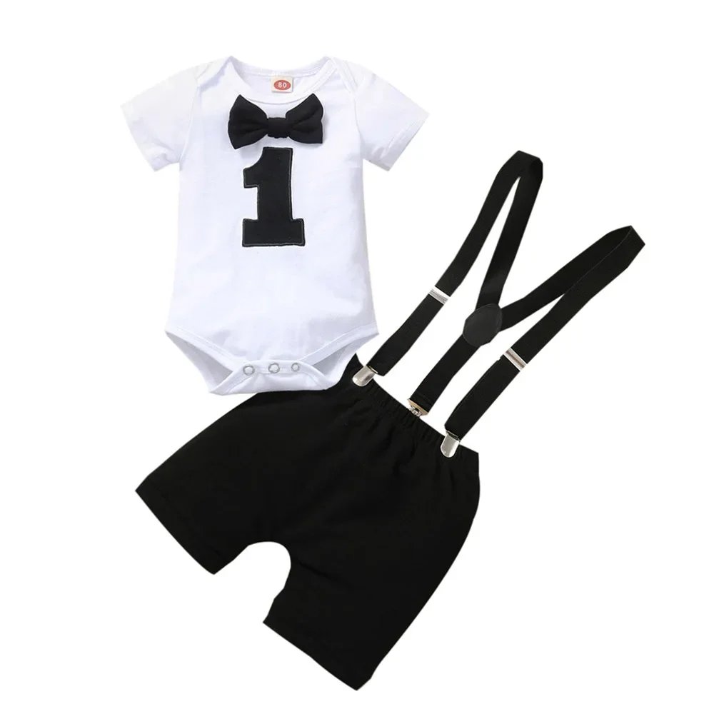 Baby Boys Clothes Set Cake Smash Outfit Gentleman Suits Toddler Onesies Pants Suspenders Bow Tie Newborns Adjusters Photo Props