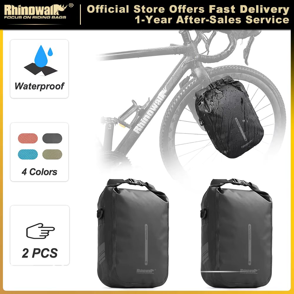 Rhinowalk Bike Quick Release Fork Bag 2 Piece Waterproof 4L 6L Cycling Bicycle Front Pack Mount Electric Scooter Vehicle Bag