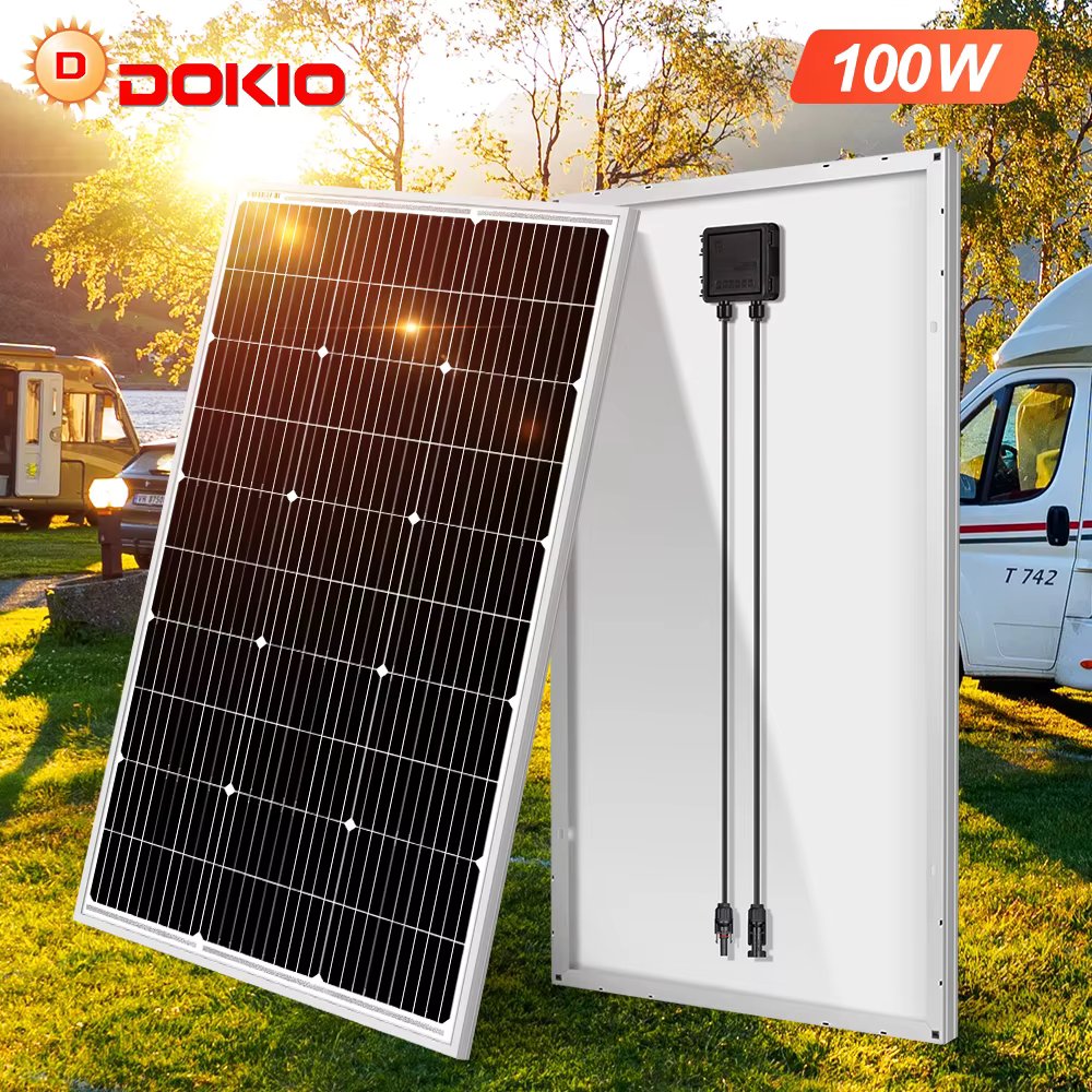 DOKIO 18V 100W-200W Rigid Solar Panel China Monocrystalline Silicon Waterproof Solar Panel #DSP-100M/DSP-100MX2 Camping/Home/RV