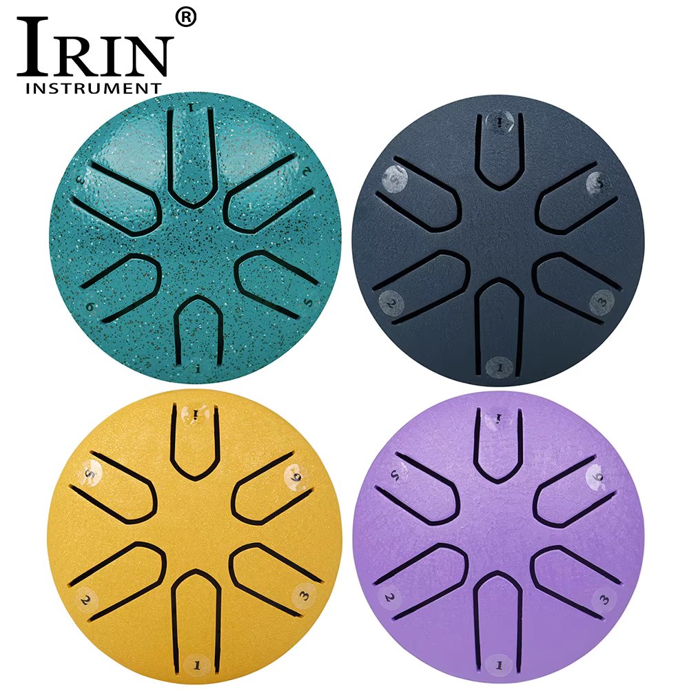 IRIN 3 Inch 6-Tone Steel Tongue Drum Mini Hand Pan Drums with Drumsticks Early Childhood Education Percussion Instruments Drum