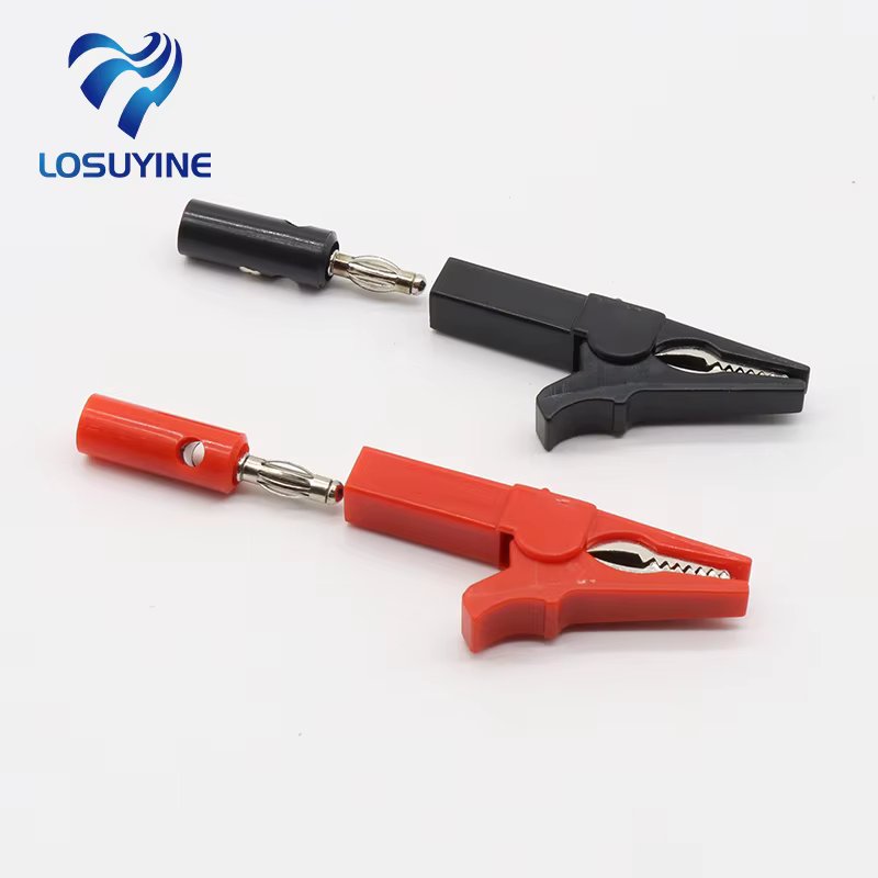55MM Alligator clip + BANANA PLUG, test probe with 4mm Banana Plug Cable Clips