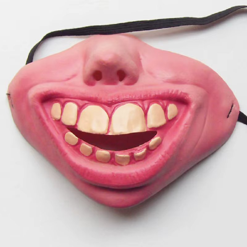 Men Women Funny Half Face Mask Big Teeth Smile Latex Masks Halloween Costume DIY Cosplay Accessories