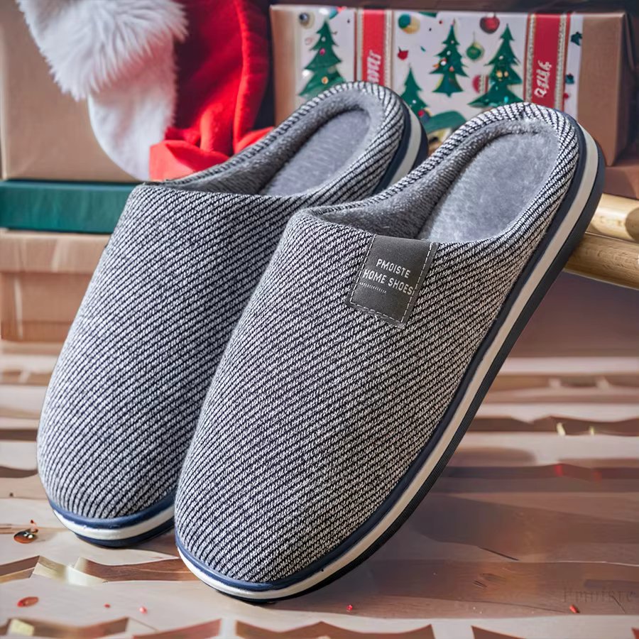 Trend Men Slippers Winter Warm Cotton Slippers Male Flats Soft Non-slip Slides Household Indoor Slippers Large Size 40-51