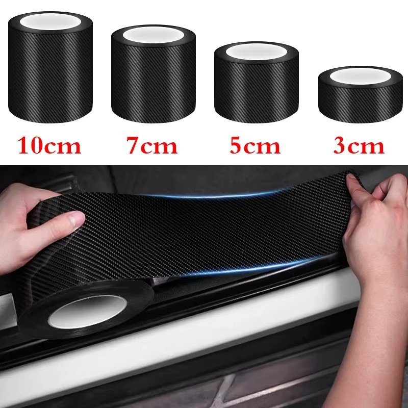 3D Nano Carbon Fiber Car Tape Black Car Door Edge Guards Side Mirror Anti-Scratch Collision Strip Waterproof Protector Film Tape
