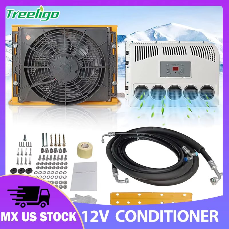 Treeligo Air Conditioner Electric Car Parking ac Split 24V10500BTU Truck Air Conditioning For Tractors Motorhome Camper Van RV