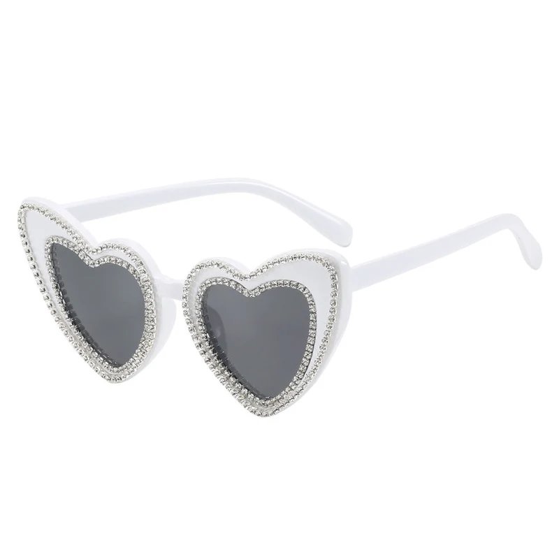 OEC CPO Heart Shaped Rhinestone Sunglasses Women Unique  Diamond Sun Glasses Female Fashion Pink Eyeglasses gafas de sol O964