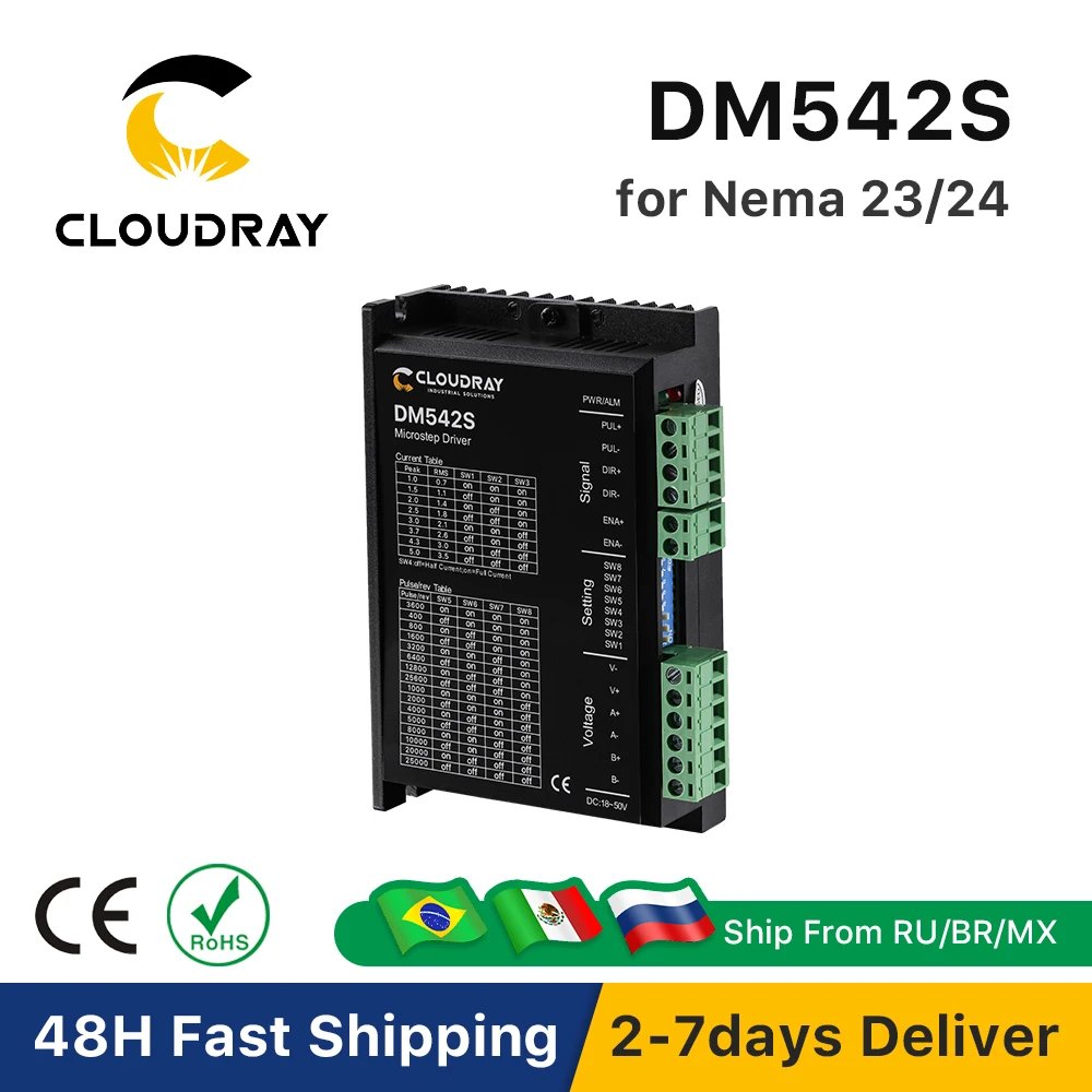 Cloudray DM542S Nema 23 Open Loop Stepper Driver 1.0-5.0A 18-50VDC  for Nema17 Nema23 Stepper Motor  Laser Cutting Machine