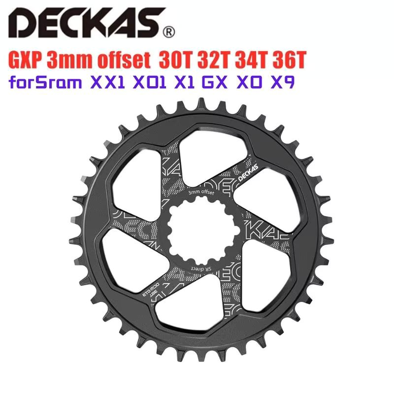 DECKAS 3mm Offset Bike MTB Mountain Bike 30T 32T 34T 38T Crown Bicycle Round Chainring Crank Crankset ForSram XX1 XO1 X1 XO X9