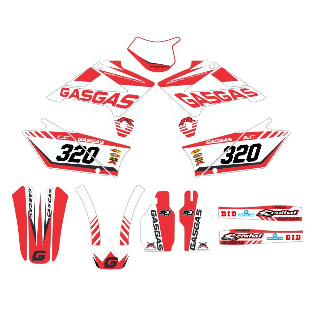 Enduro Motorbike compatible sticker kit White-Red Gas-Gas EC 07-09