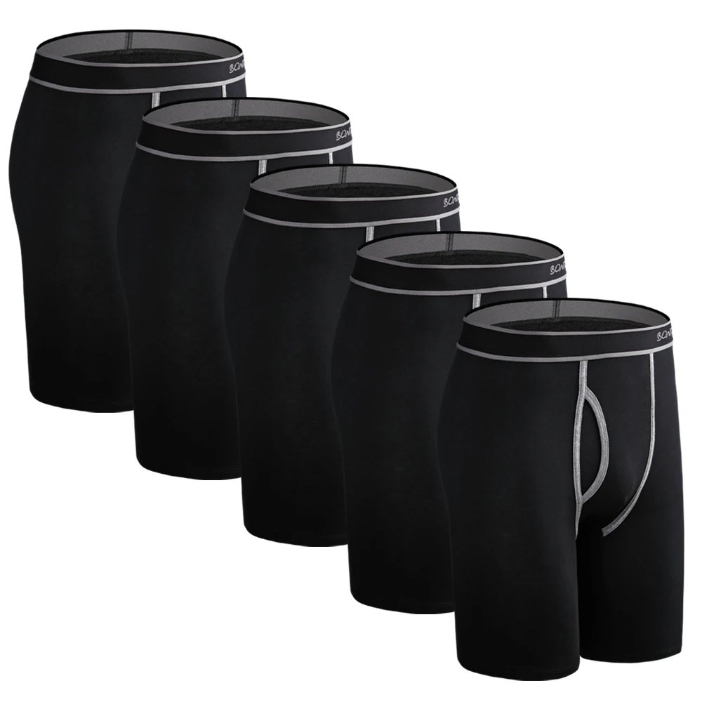 Brand 5 pcs Lot Long Boxer Men Underwear Cotton Underware Long Leg Underpants Panties For Men Set Sexy Shorts homme Pack Luxury
