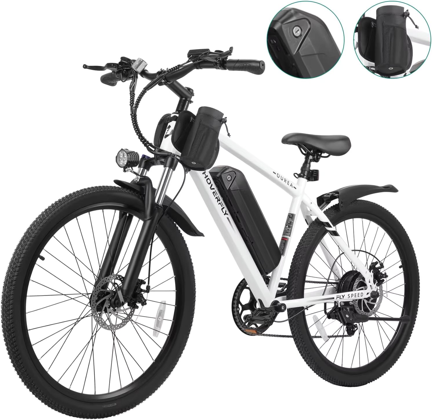 Electric Bike 26", 750W Peak Motor Mountain Ebike, Up to 40 Miles 20MPH Removable Battery, 7-Speed and Shock Absorber, Electric