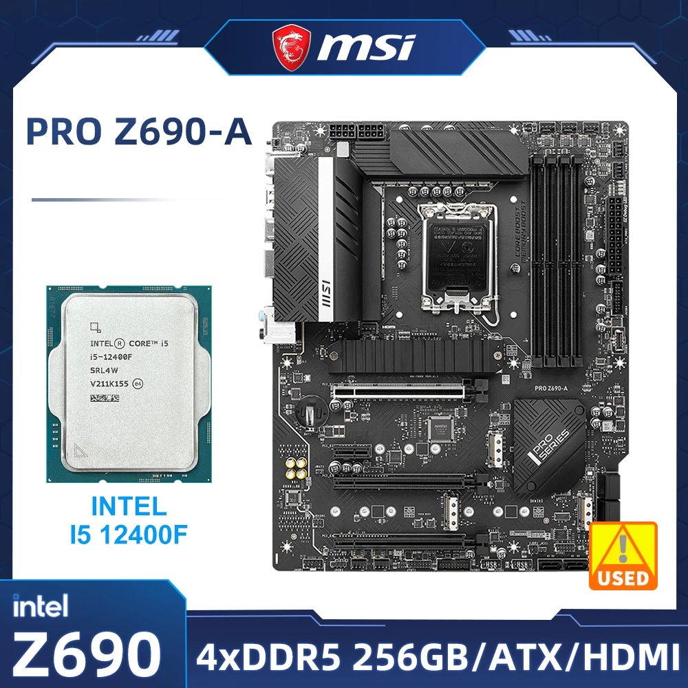 Intel Z690 Motherboard with i5-12400F cpu MSI  PRO Z690-A  Motherboard socket LGA1700 support DDR5 128GB 14490F cpu M.2 ATX