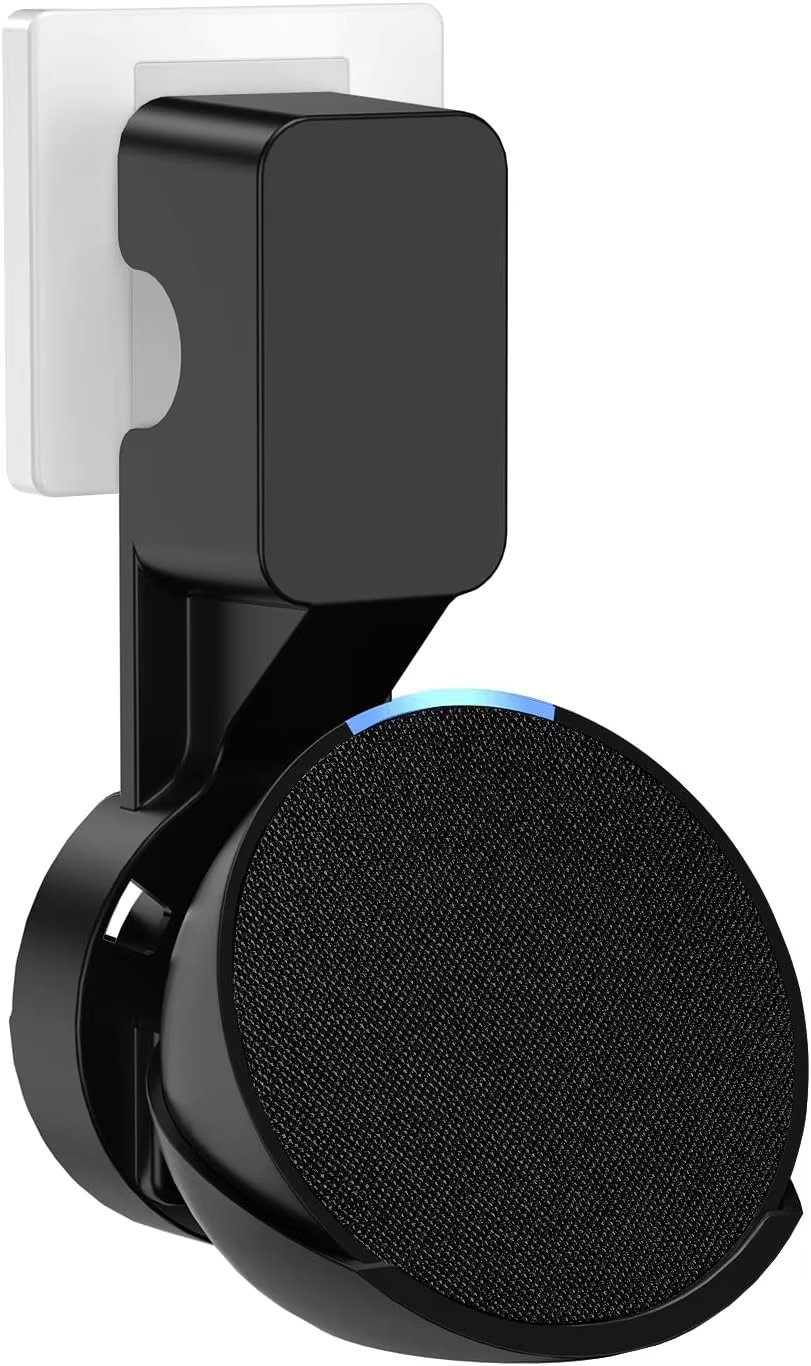 Wall Mount Holder for Echo Pop, Outlet Hanger Stand for Echo Pop, Built-in Cable Management, Black
