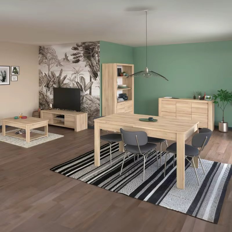 Modern style Full City living room furniture Pack in Kronberg oak furniture TV, coffee table, extendable table, sideboard and showcase