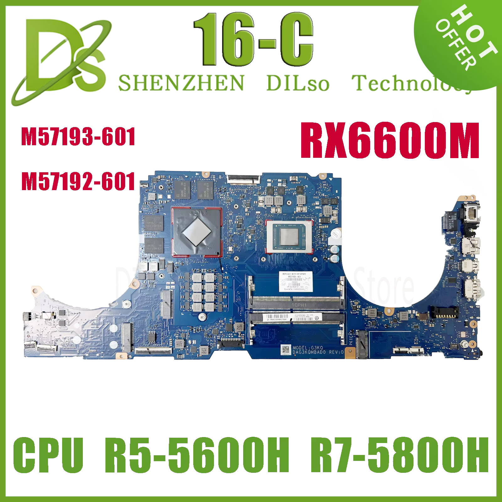 KEFU M57192-601 M57193-601 Laptop Motherboard  For HP Omen 16-C DAG3KQMBAD0 Mainboard R7-5800H R5-5600H RX6600M 8GB 100% Working