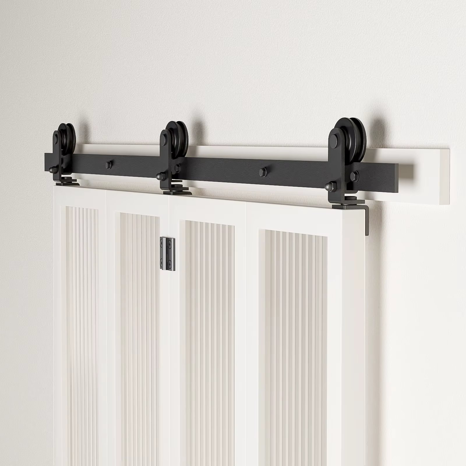 TSMST Bi-Folding Barn Door Hardware Track Kit Suitable for 4 Door Panels New Accordion Style Easy Install (Door Not Included)