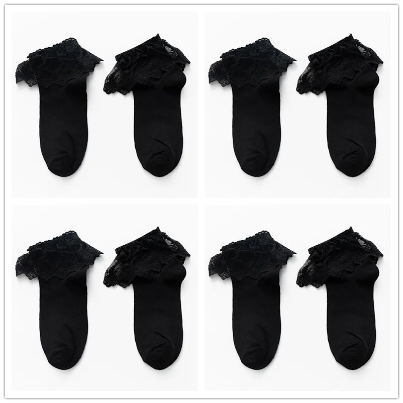 4 black lace socks