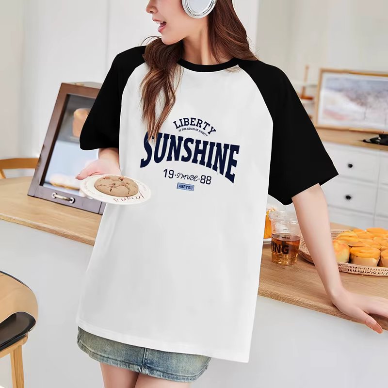 100% SUNSHINE LETTING OUTFIT BONSHINE LETTING OUTFIT HORT T-SHIRT LONG T-M-2XL self-made TS2695