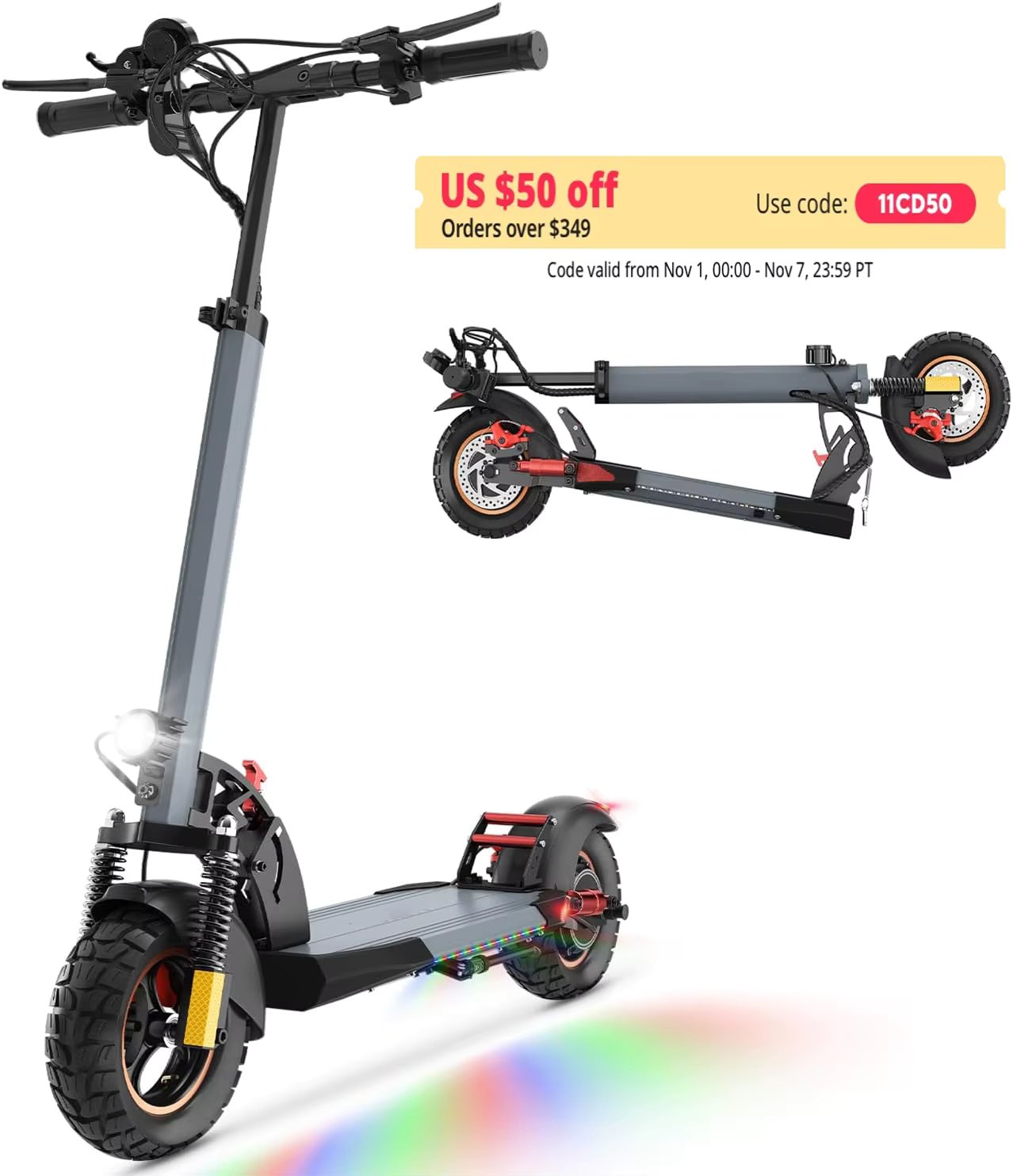 A0-A1 800W Electric Scooter 48V 12.5Ah Up To 25-45KM/H 20-30KM Range 10" Off-Road Tires Dual Brake Folding E-Scooter for Adults