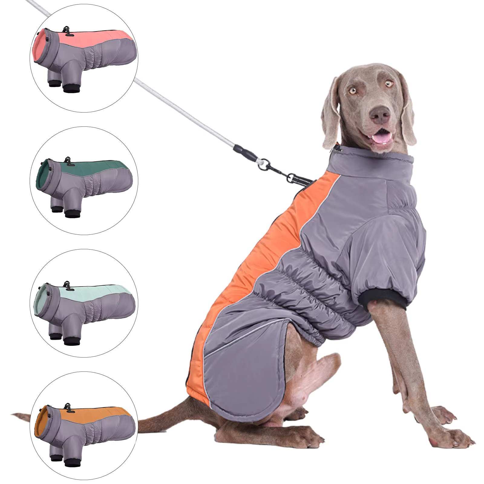 Waterproof Dog Clothes Two Trouser Legs Big Dogs Puffer Adjustable Winter Coats Pet Thicken Warmth Clothing for Medium Large Dog