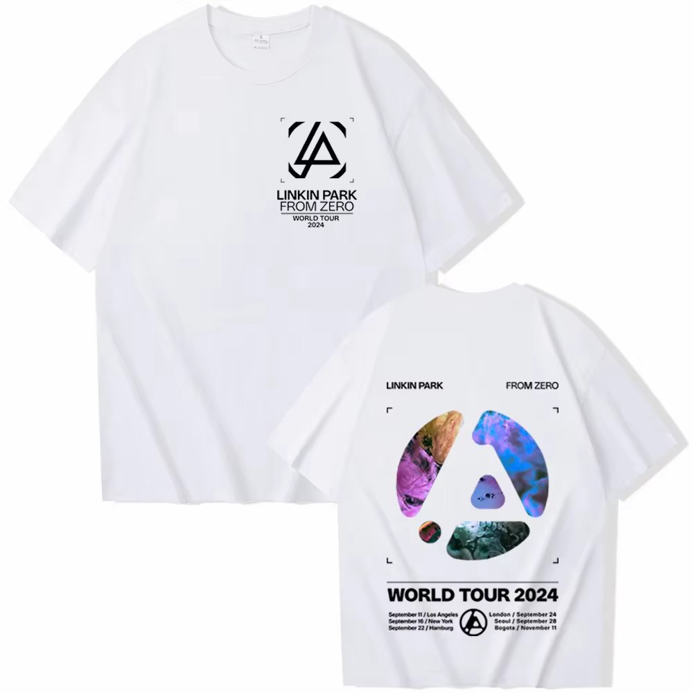 Fashion Official Men's Linkin-Park From Zero World Tour T-Shirt Unisex Harajuku O-Neck Short Sleeve Pop Music Shirt Fan Gift
