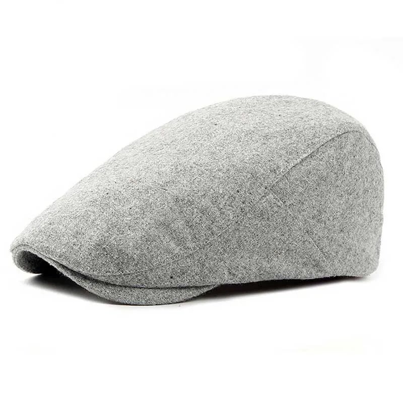 FS Felt Beret Hat For Men Women Autumn Winter British Style Black Flat Cap Berets Vintage Solid Color Casquette Visor Caps