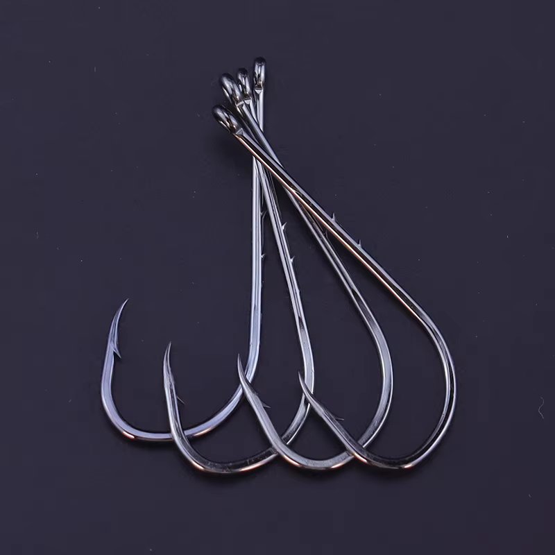 50pcs/lot Fishhooks High Carbon Steel  Long Shank Double Bait Holder Barbed Fishing Hooks for Beach And Live Bait Fishing