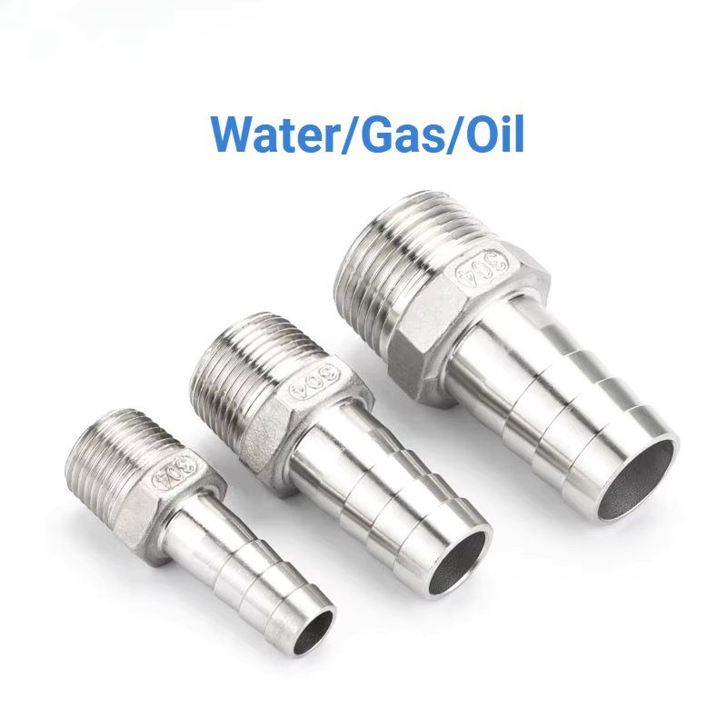 6mm 8mm 10mm 12mm 1/8" 1/4" 3/8" 1/2" 304 Stainless Steel BSP Male Thread Pipe Fitting Barb Hose Pagoda Joint Coupling Connector