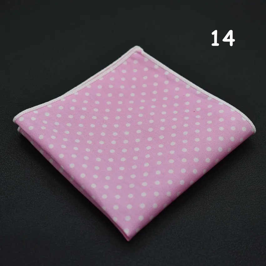 Men's Polka Dot Pocket Square Cotton White Navy Handkerchief Formal Dress Wedding Party Suit Scarf Bridegroom Chest Towel Hanky