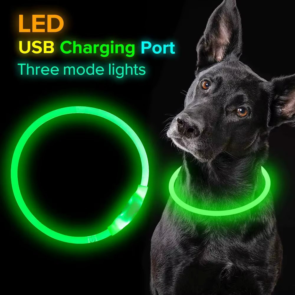 Pet Flashing Collar USB Rechargeable Glowing Necklace Safety Collar Light Up Collars for Night Walking Electric Dog Collar Neon