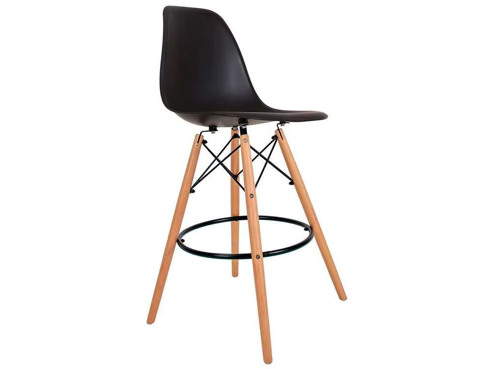 High Stool with Black Backrest