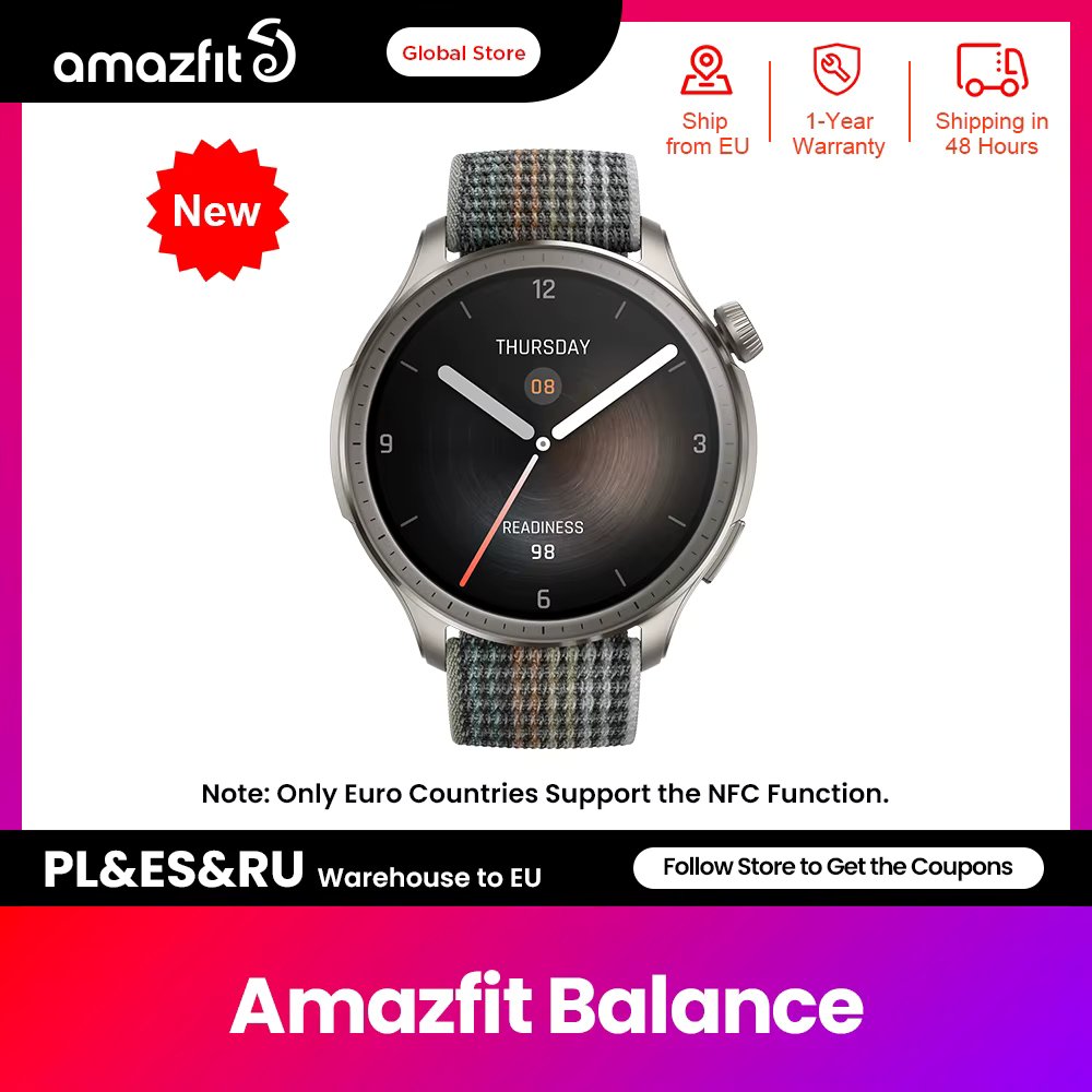 Amazfit Balance 46mm Smart Watch AI Fitness Trainer 14 Days Battery Life Sleep and Health Monitoring 150 Sports Mode Android IOS