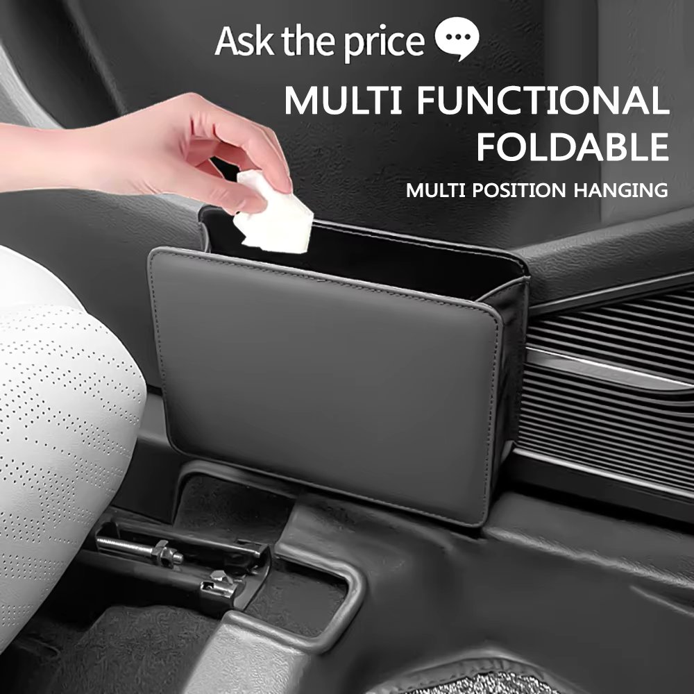Portable Car Trash Can Hanging Mini Vehicle Garbage Organization With Lid Multifunctional Folding Automotive Garbage Storage Box