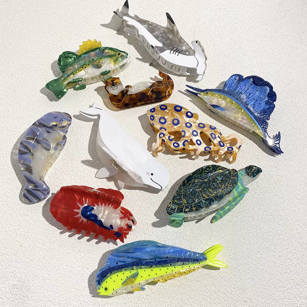 Creative Funny Acetate Fish Tortoise Hair Clip Claw For Women New Ocean Series Octopus Large Size Hair Accessories Tool Gifts